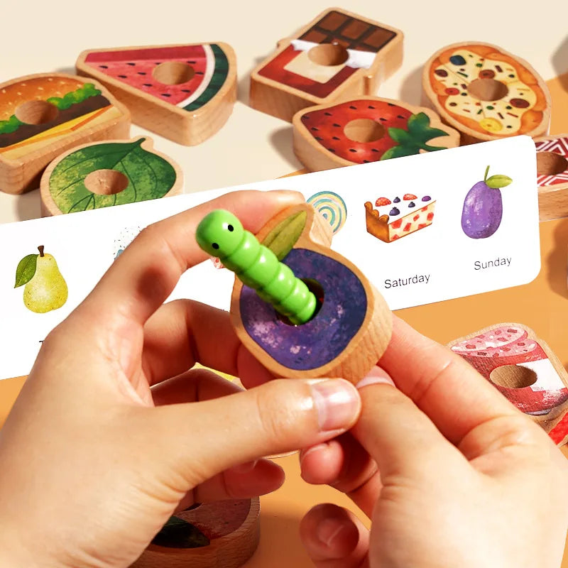 Wooden Threading Toy for Fine Motor Skills & Logic