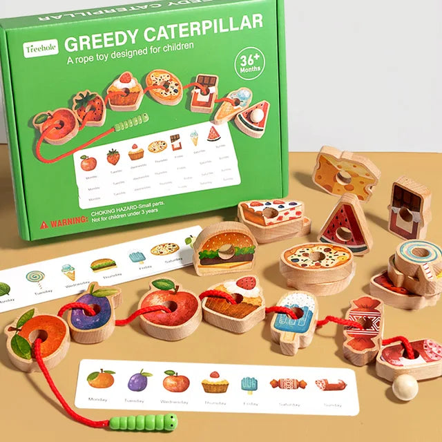 Wooden Threading Toy for Fine Motor Skills & Logic