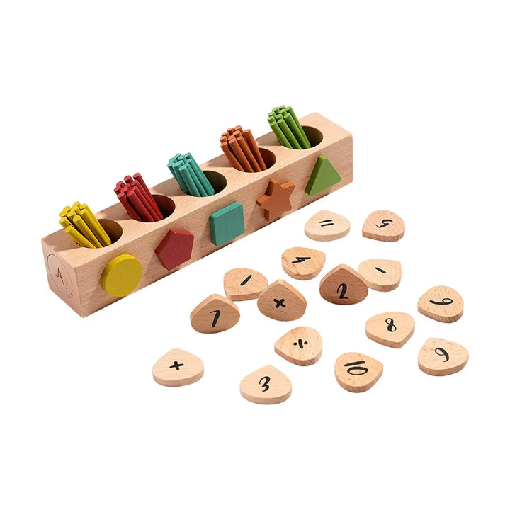 Wooden Shape Sorter Toy for Early Math Learning Play