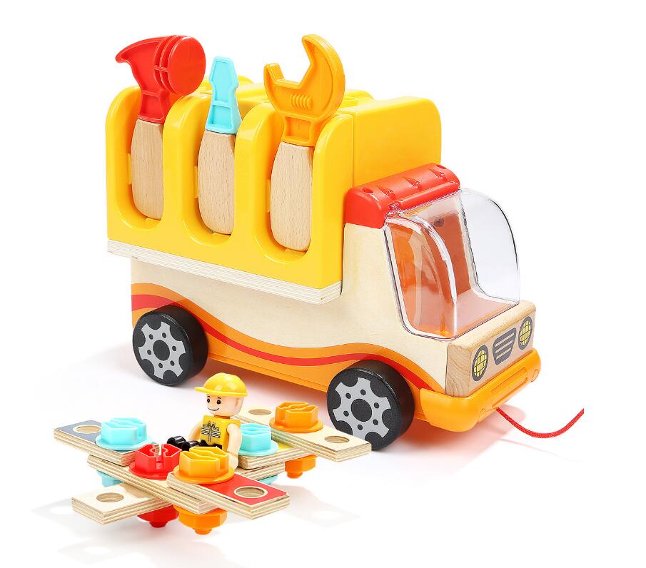 Wooden Construction Toy Truck for Hands-On Learning