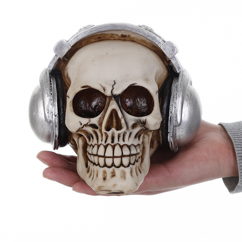Skull Headphone Ornament for Gothic Music-Themed Decor