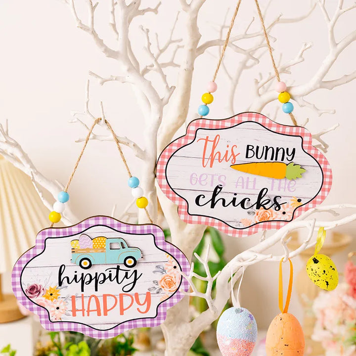 Easter Wooden Hanging Signs for Cheerful Spring Decor