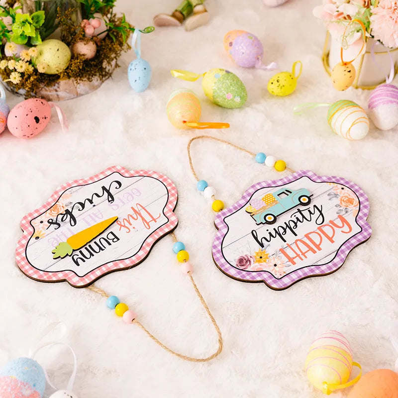 Easter Wooden Hanging Signs for Cheerful Spring Decor
