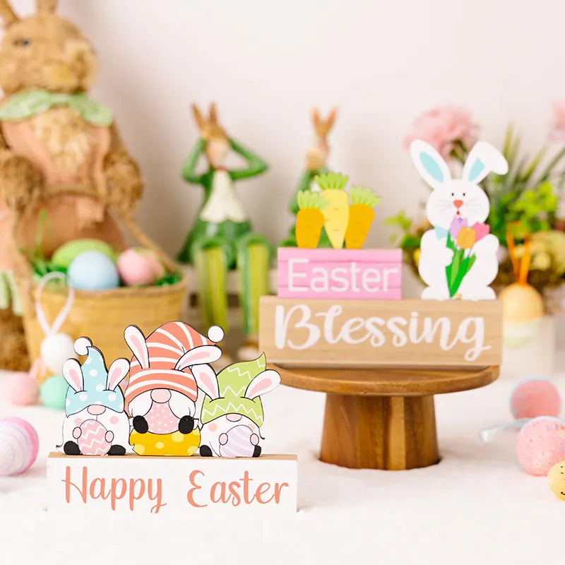 Easter Wooden Tabletop Decorations for Spring Charm