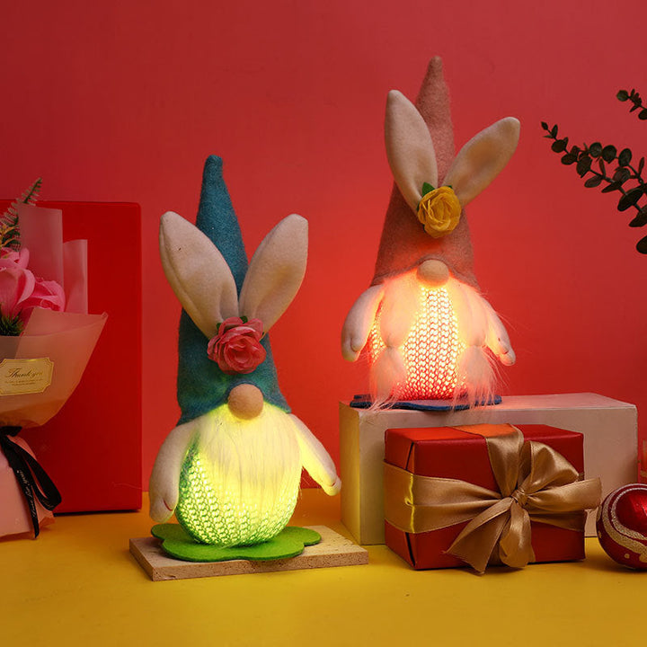 Illuminated Easter Bunny Gnome Décor Set of 2 Lights