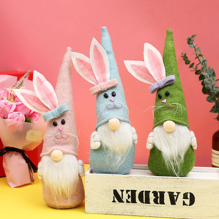 Bunny Gnome Easter Decor Set - Pastel Felt Trio