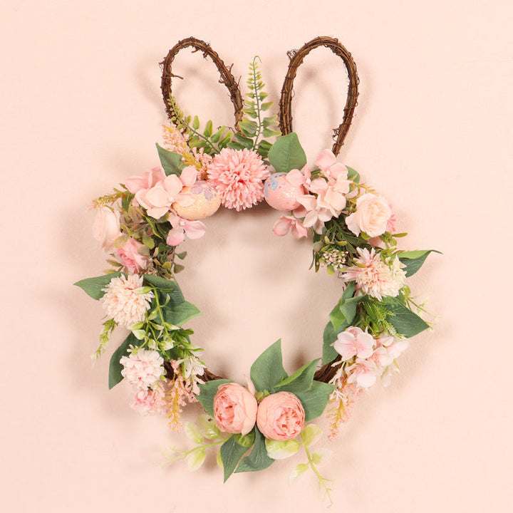 Easter Rabbit Wreath With Warm Lights For Spring Decor