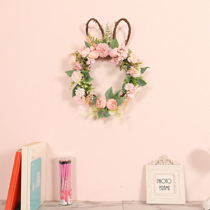 Easter Rabbit Wreath With Warm Lights For Spring Decor