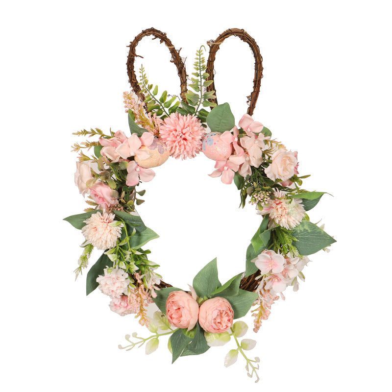 Easter Rabbit Wreath With Warm Lights For Spring Decor