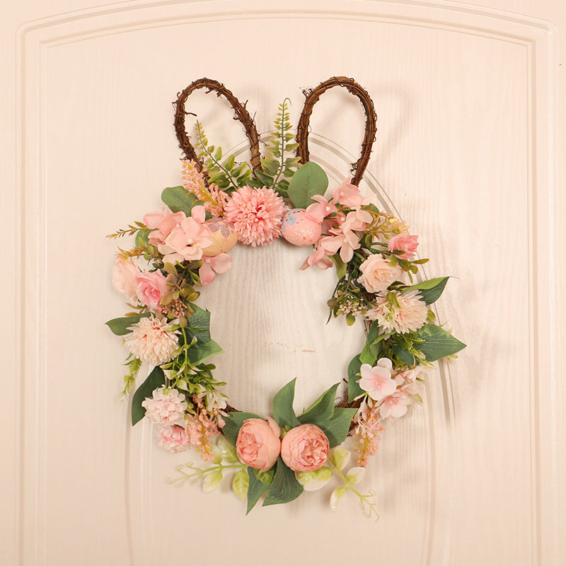 Easter Rabbit Wreath With Warm Lights For Spring Decor