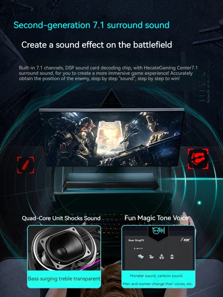 Gaming Soundbar with 7.1 Sound and Built-in Mic