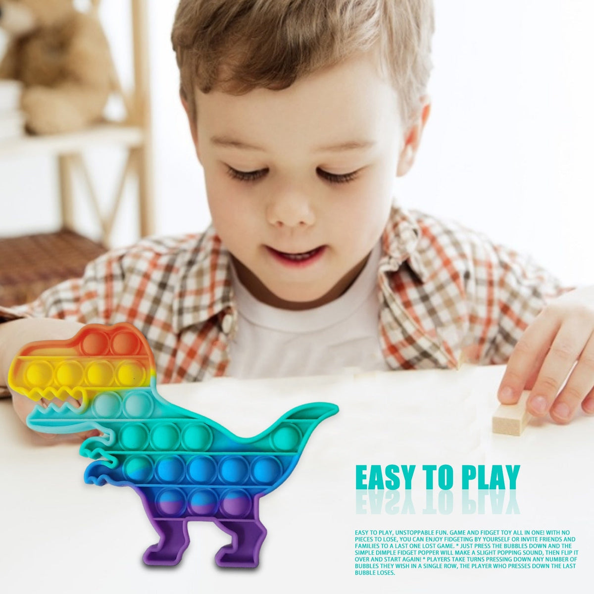 Dinosaur Pop-It Toy for Quiet Sensory and Fine-Motor Play