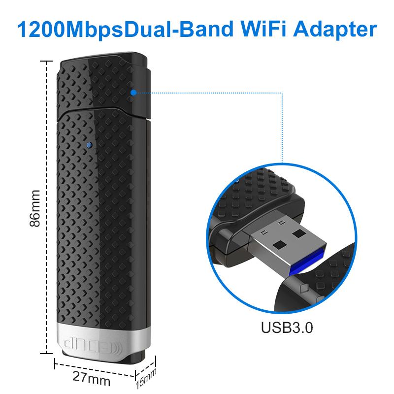 USB 3.0 Wi-Fi Adapter 1200Mbps Dual Band for PC & Mac