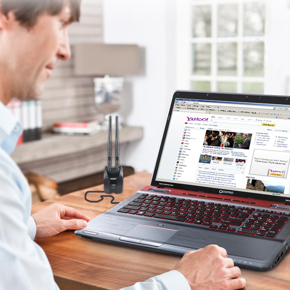 USB Wi-Fi Adapter with Dual 5dBi Antennas for Desktop