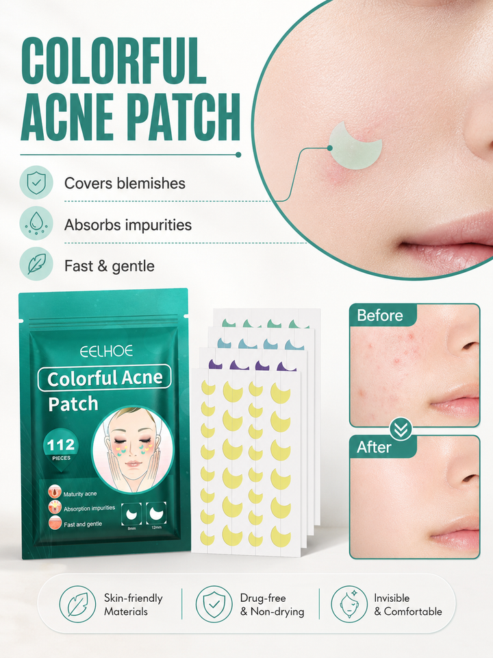EELHOE Colorful Acne Patches 112pc — Tea Tree Hydrocolloid