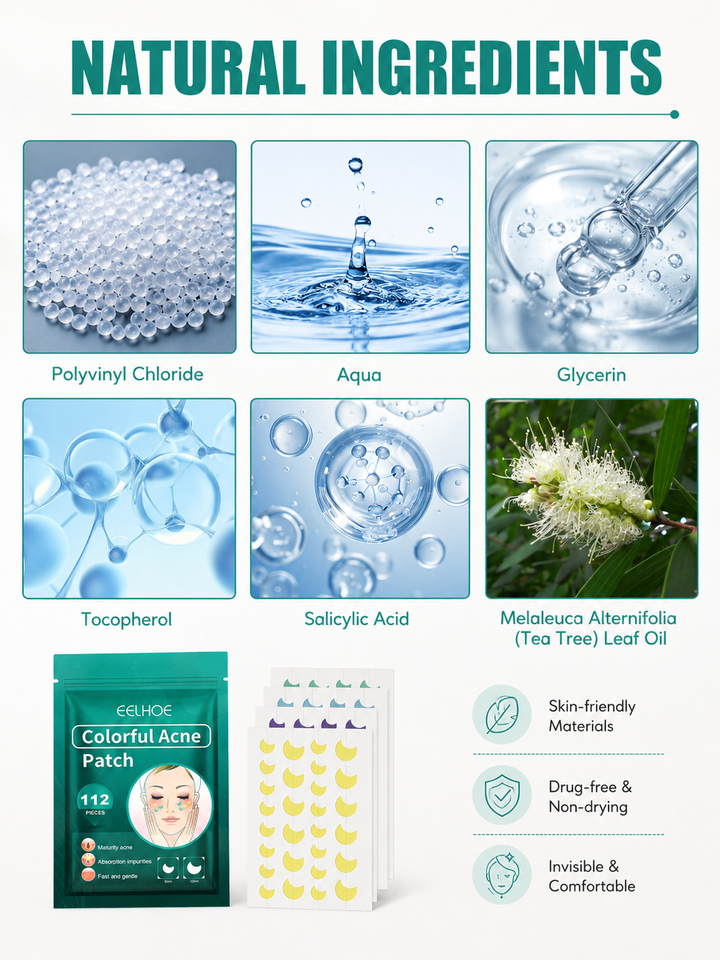 EELHOE Colorful Acne Patches 112pc — Tea Tree Hydrocolloid
