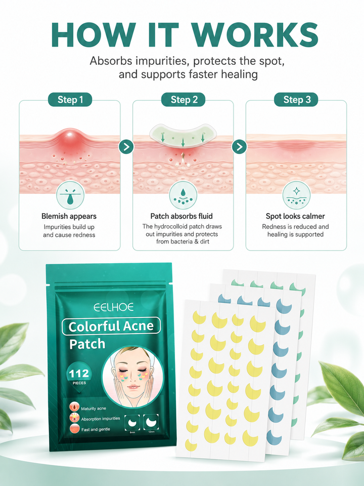EELHOE Colorful Acne Patches 112pc — Tea Tree Hydrocolloid
