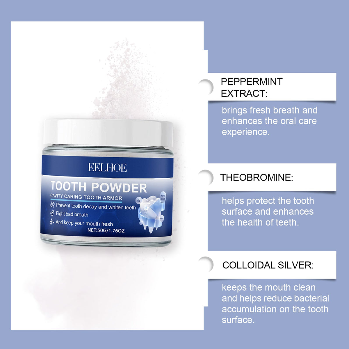 Dental Powder for Fresh Breath & Gentle Daily Tooth Cleaning