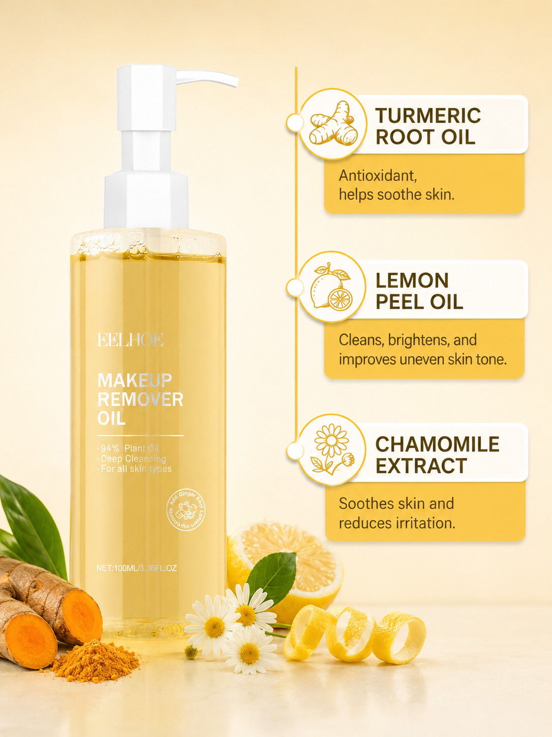 EELHOE Ginger Lemon Cleansing Oil — 94% Plant Oil