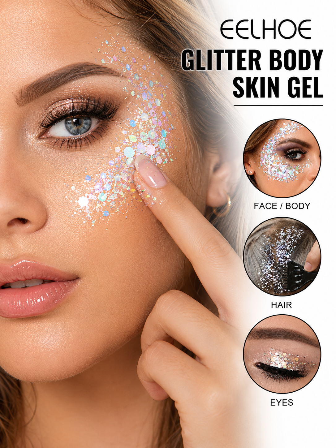 EELHOE Holographic Glitter Gel — Body & Face Shimmer