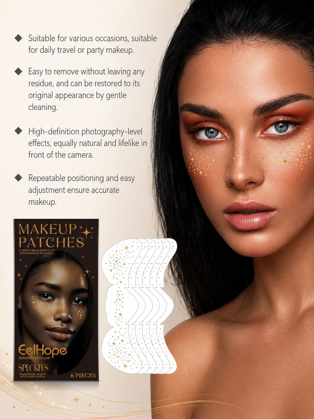 Freckle Patch Stickers with Gold Shimmer | Eelhope