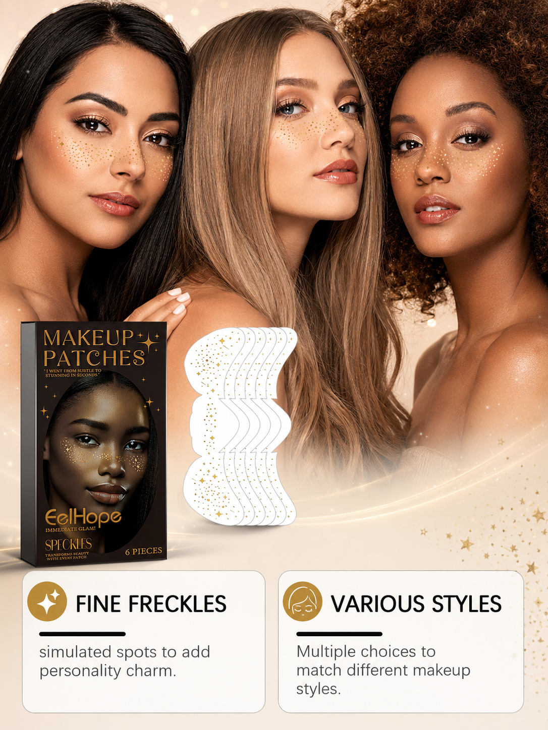 Freckle Patch Stickers with Gold Shimmer | Eelhope