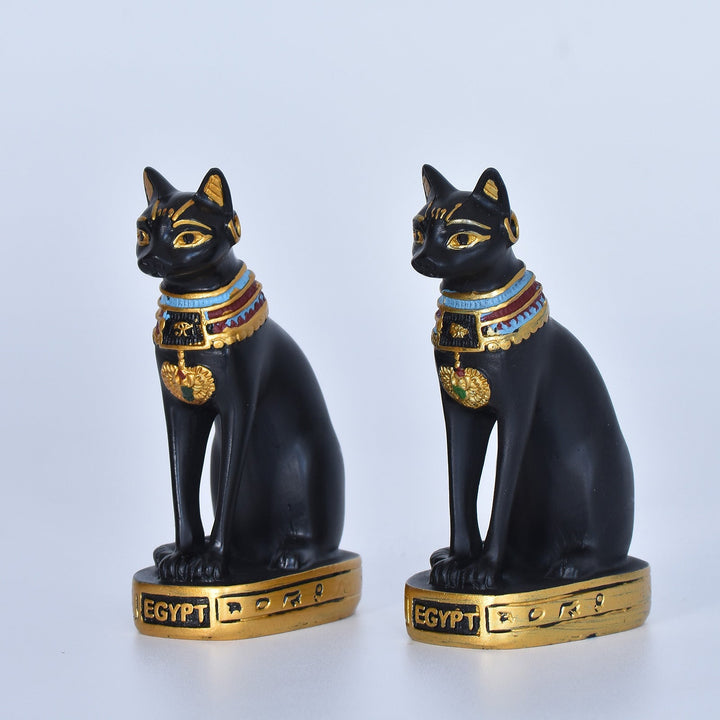 Egyptian Cat Statue | Black & Gold Lucky Home Decor