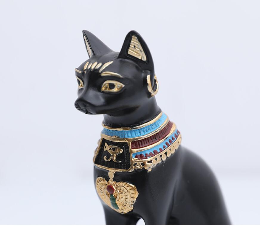 Egyptian Cat Statue | Black & Gold Lucky Home Decor