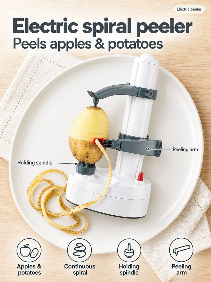 Electric Apple Peeler: Peels Apples & Potatoes in One Spiral