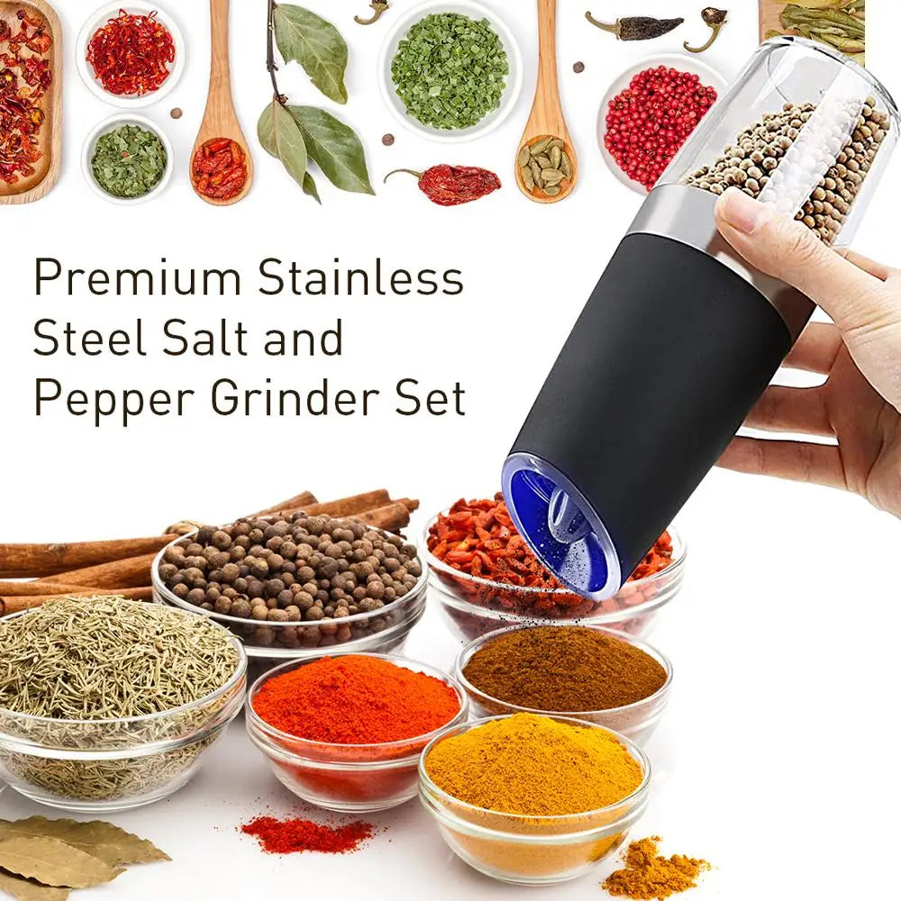 Electric Pepper and Salt Grinder with Blue LED Light