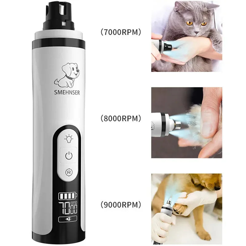 Dog Nail Grinder With Adjustable Speeds And LED Light