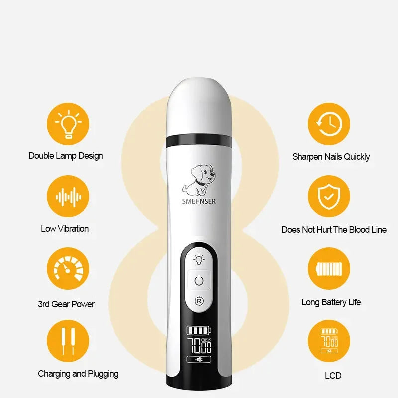Dog Nail Grinder With Adjustable Speeds And LED Light