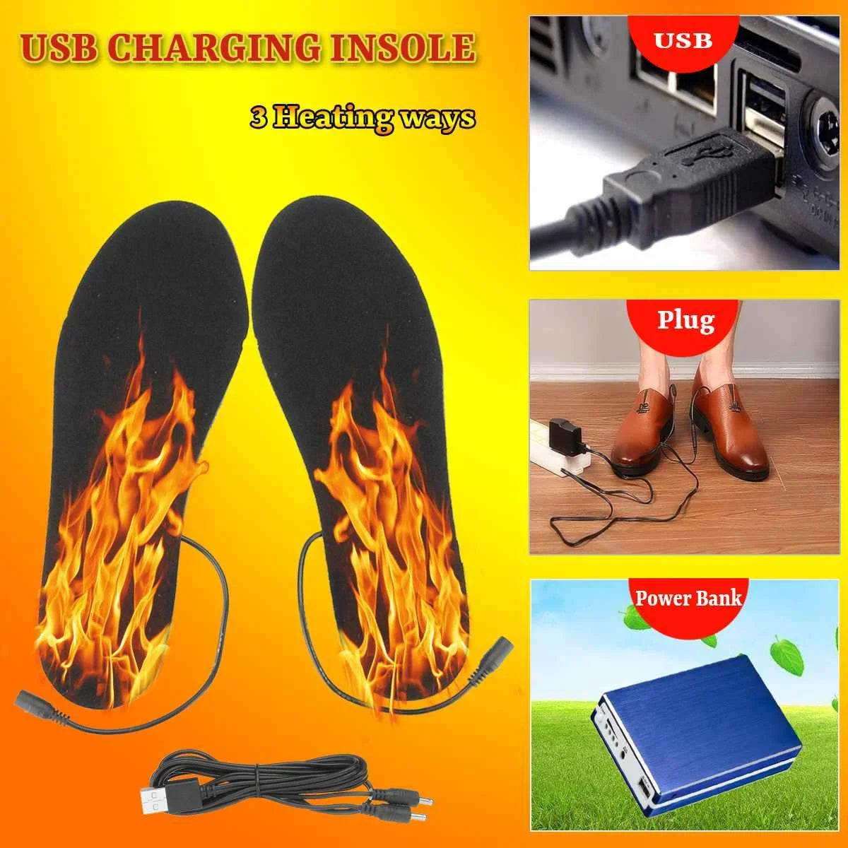 Heated Insoles for Winter with USB Power Bank Option