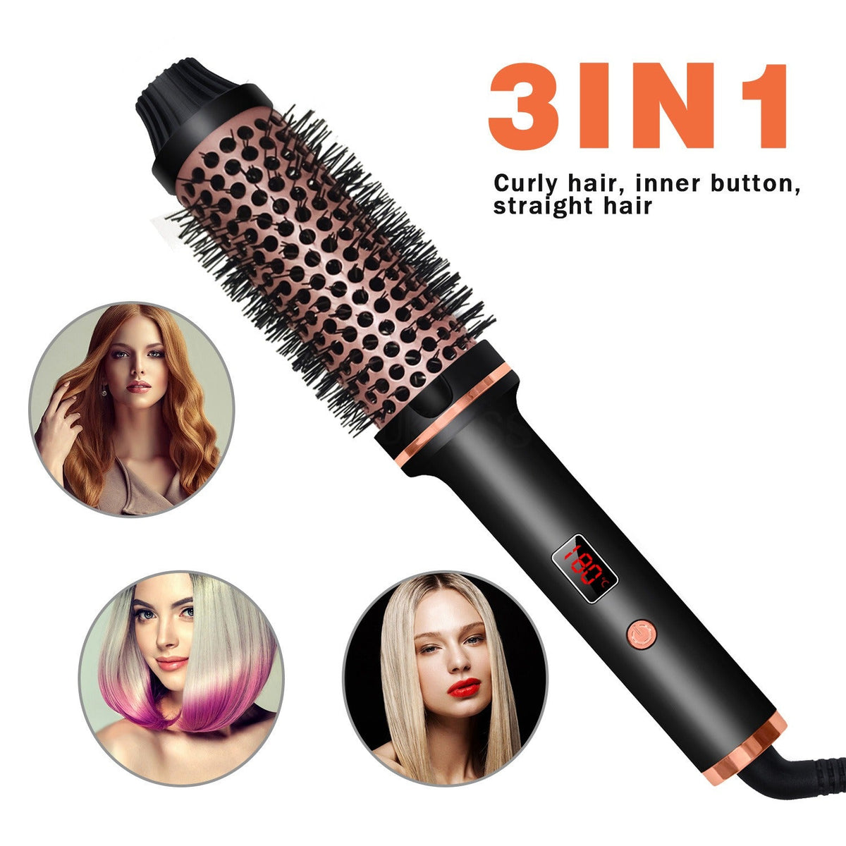 Heated Round Hair Brush for Curls, Volume & Straightening
