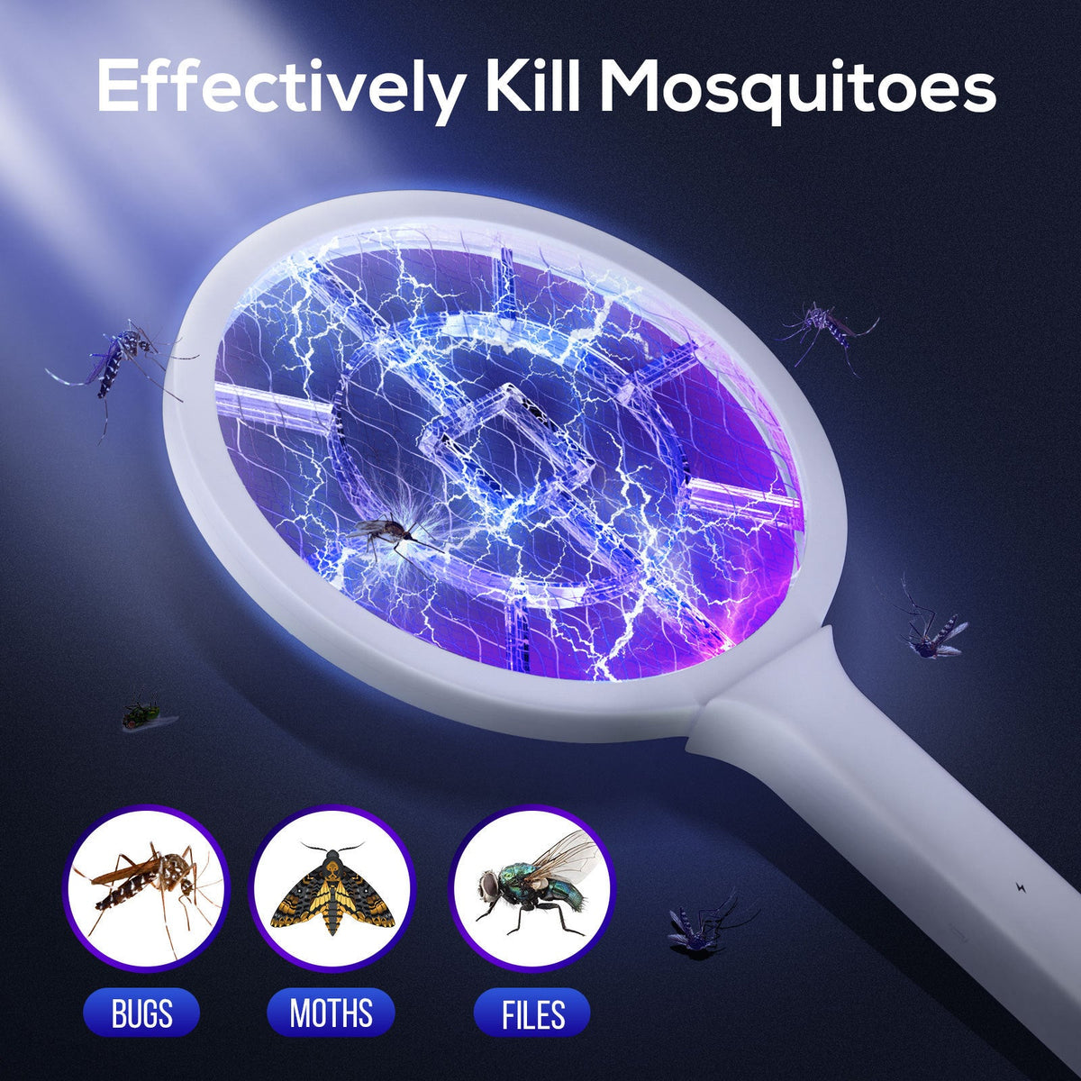 Electric Mosquito Swatter with UV Light and 3000V Mesh