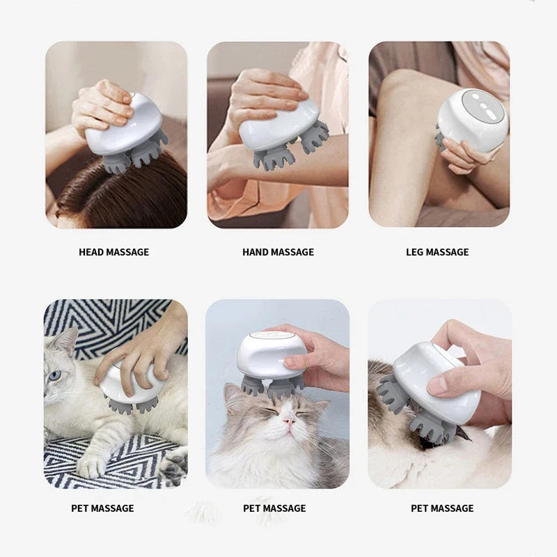 Waterproof Scalp Massager with Kneading Nodes for Relief