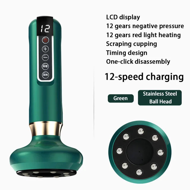 Electric Cupping Massager with 4 Interchangeable Heads