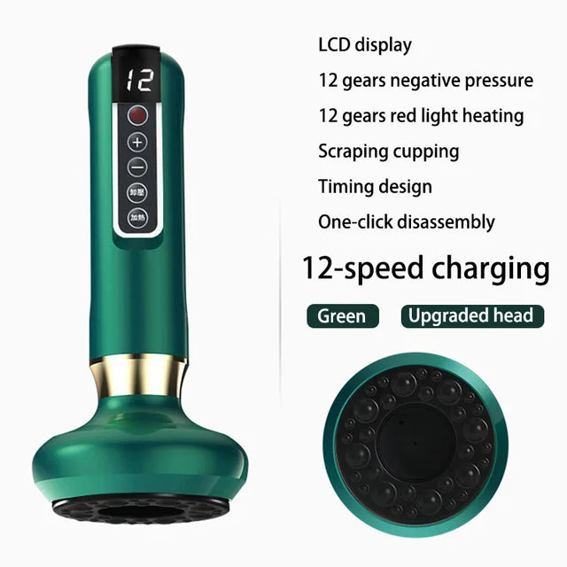 Electric Cupping Massager with 4 Interchangeable Heads