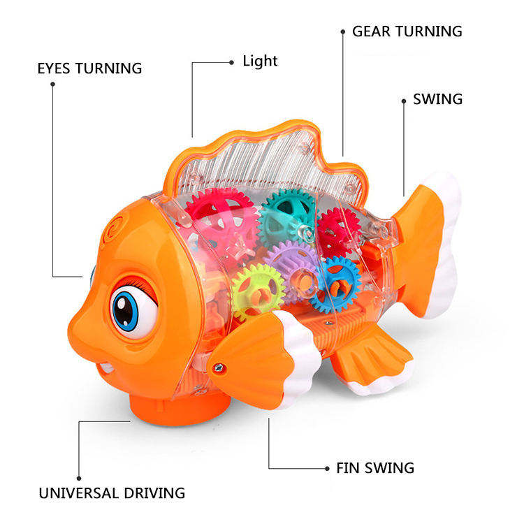 Self-Driving Fish Toy With Lights, Music & Moving Tail