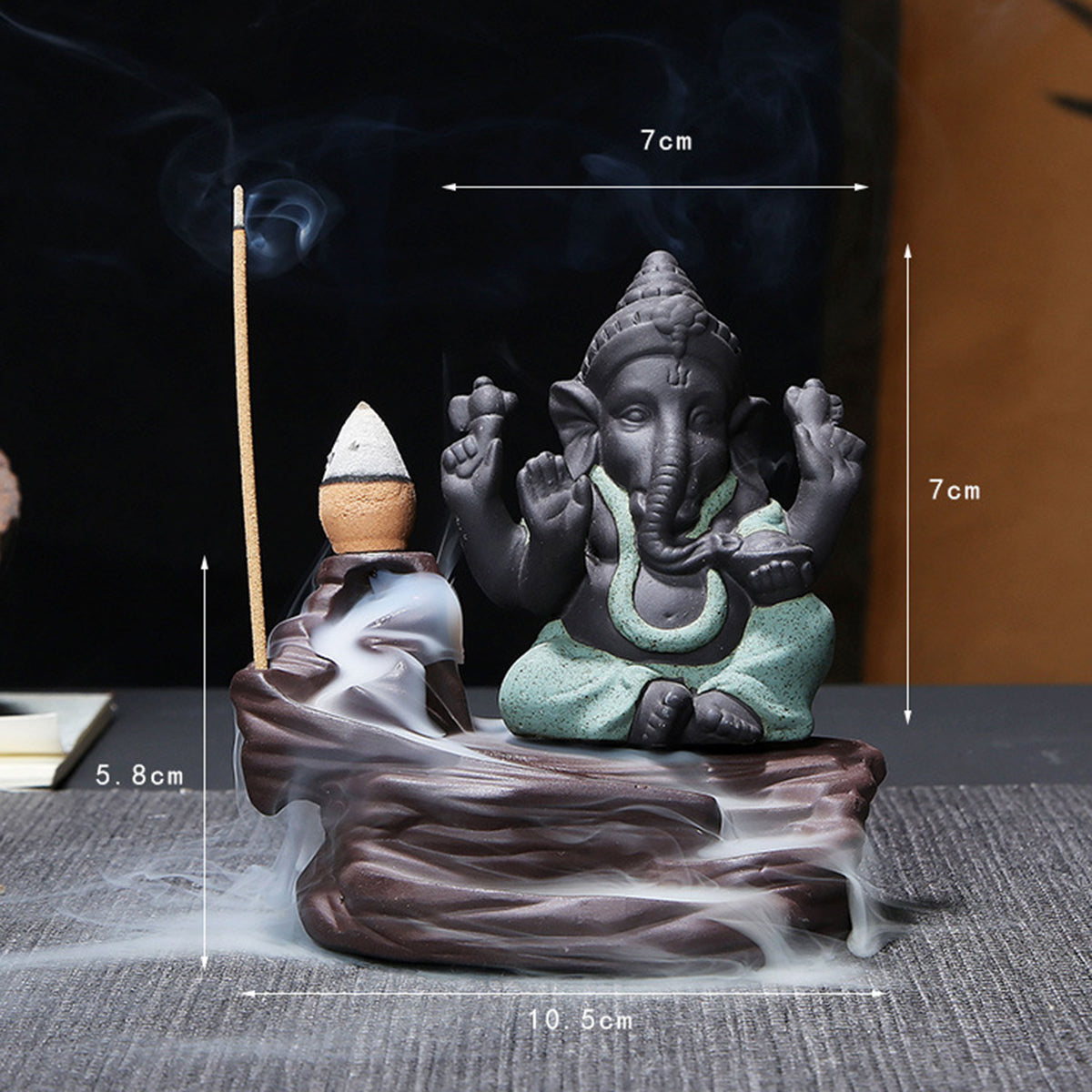 Ganesha Backflow Incense Burner with Smoke Waterfall