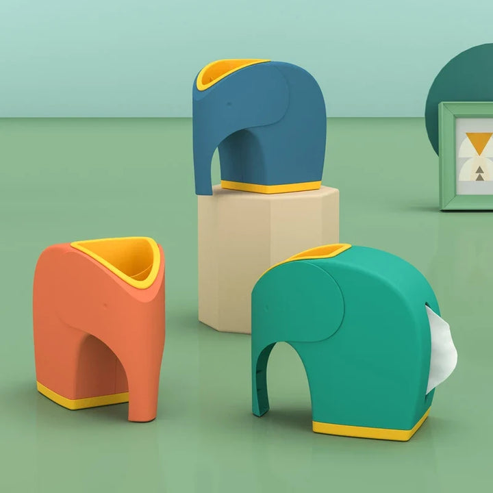 Elephant Tissue Box Organizer for Remotes and Pens