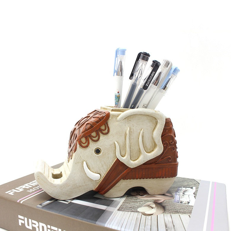 Elephant Pen Holder Phone Stand Desk Organizer Decor