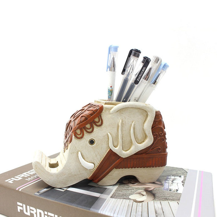 Elephant Pen Holder Phone Stand Desk Organizer Decor