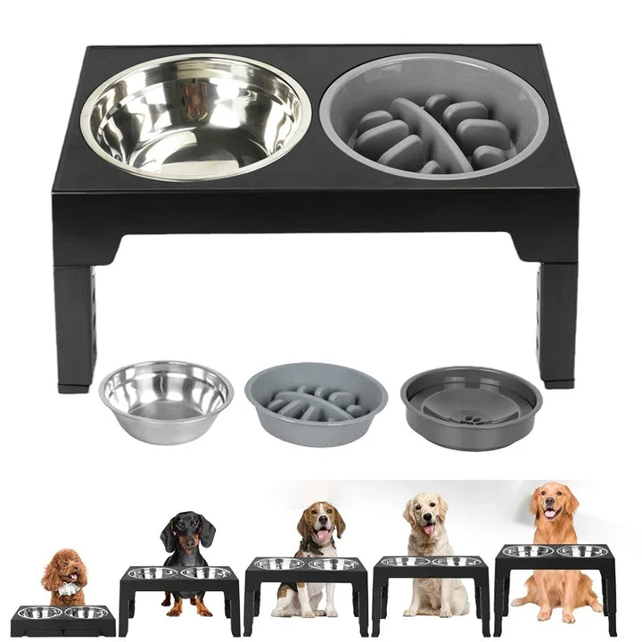 Elevated Dog Feeder with Adjustable Slow-Feed Bowl