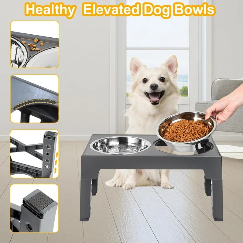 Elevated Dog Feeder with Adjustable Slow-Feed Bowl