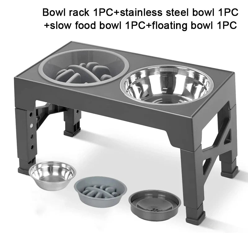 Elevated Dog Feeder with Adjustable Slow-Feed Bowl