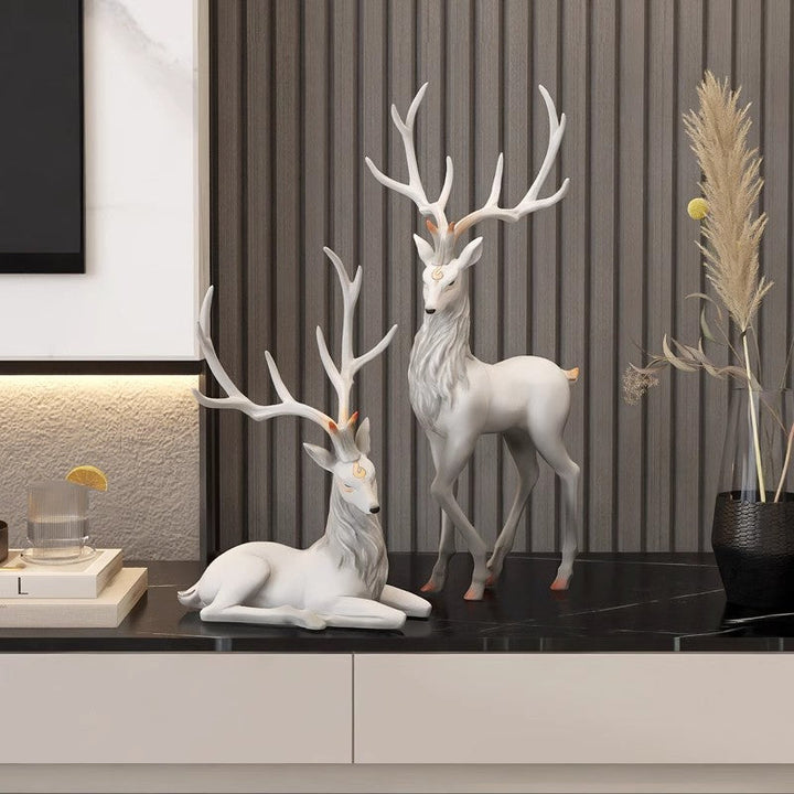 Sculptural Elk Ornament Set for Foyer & Cabinet Decor