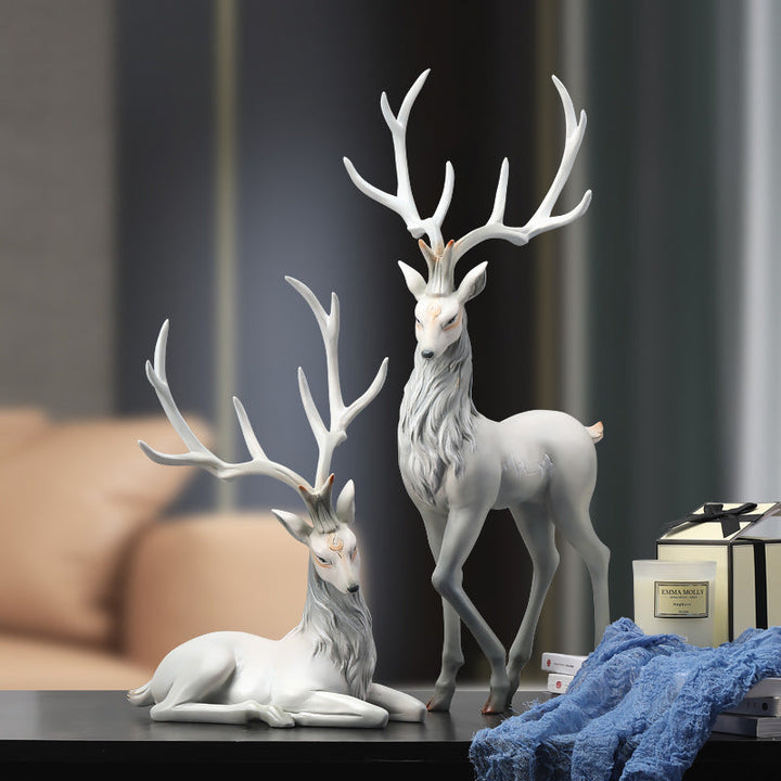 Sculptural Elk Ornament Set for Foyer & Cabinet Decor