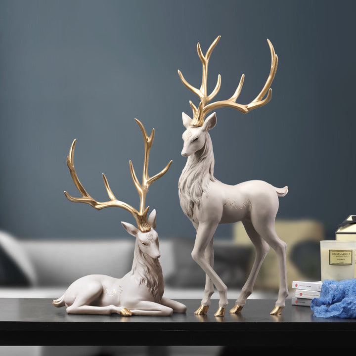 Sculptural Elk Ornament Set for Foyer & Cabinet Decor