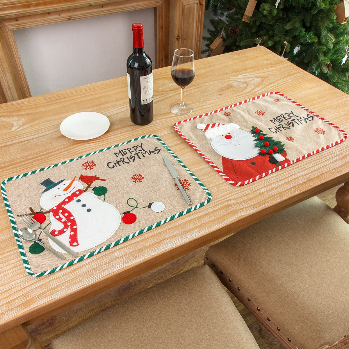 Christmas Meal Mats Santa Snowman Festive Table Decor